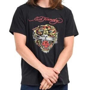 Ed Hardy Retro Tiger Black Short Sleeve T-Shirt sz XL